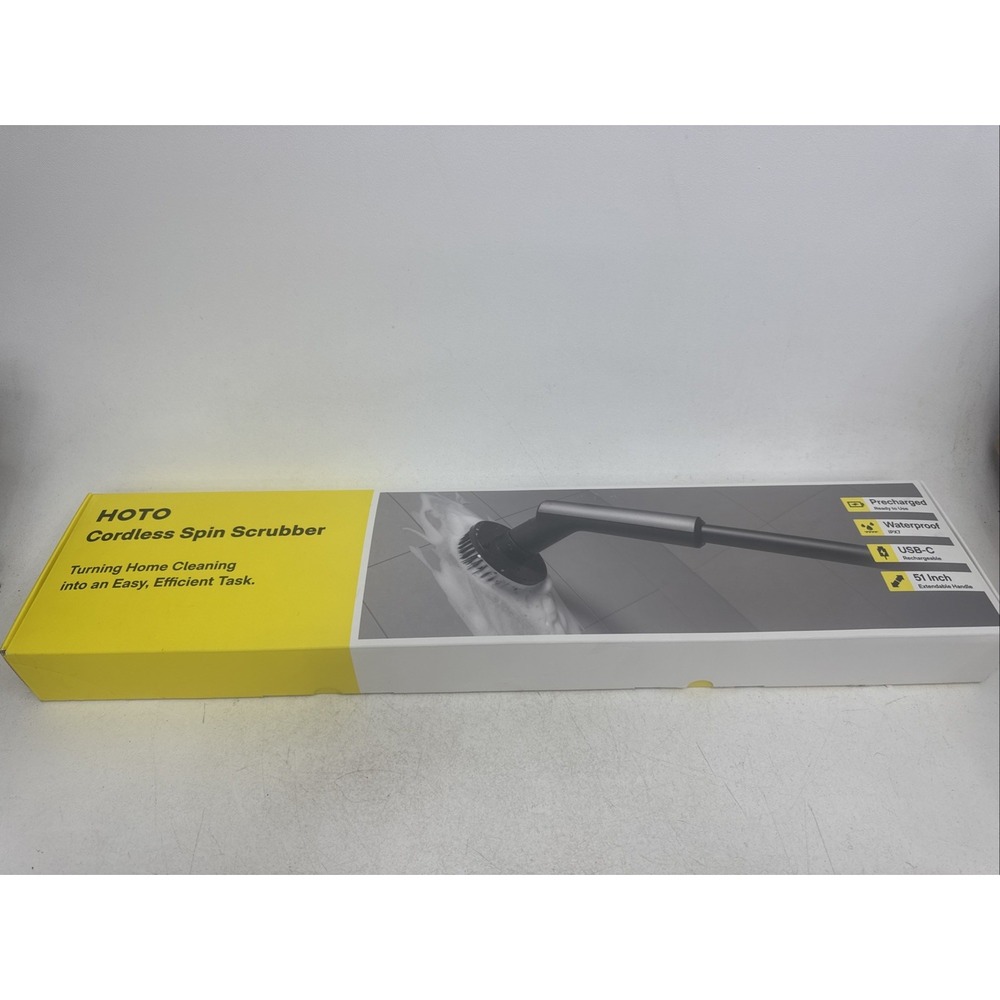 HOTO Cordless Spin Scrubber 2.5 N·M Torque 6 Brush Heads IPX7 Rated